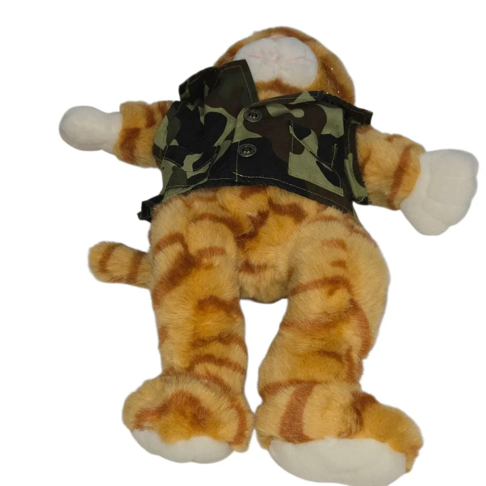 Build A Bear‎ Workshop Orange Tabby Cat Plush Camo Shirt 16 Inch